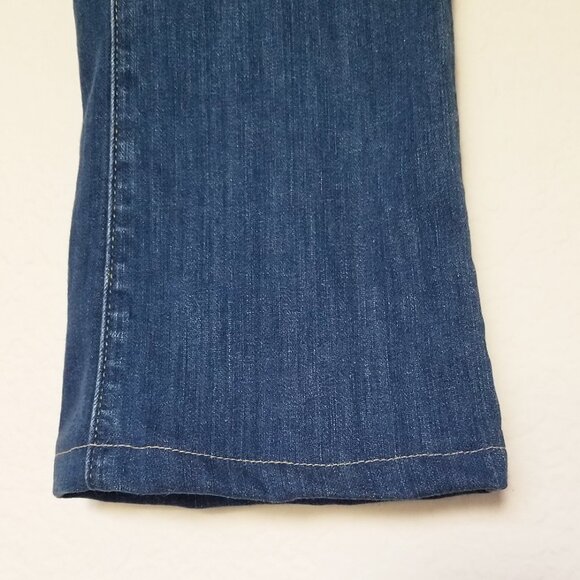 NEW SPANX Women's 28 Slim X Bootcut Jeans Blue Stretch Flare Denim "Hemmed" 27.5 - Picture 11 of 14